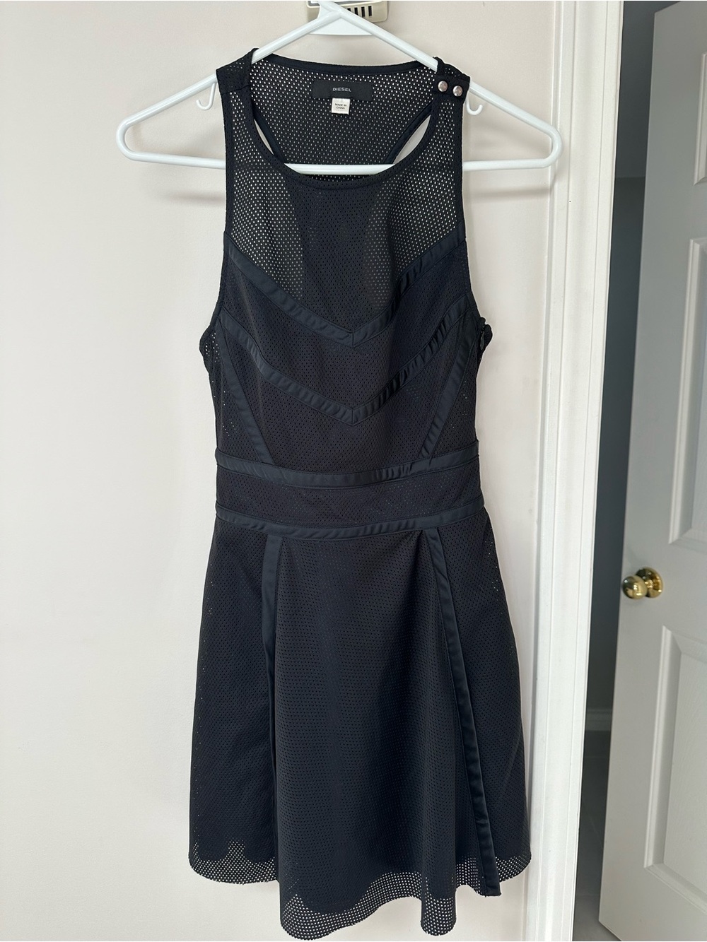 Diesel Black Perforated Racerback Snap-Shoulder Tank